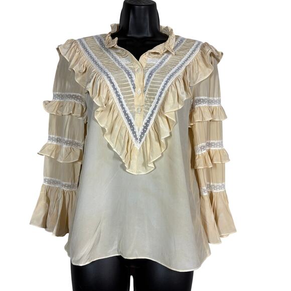Rebecca Taylor Tops - Rebecca Taylor Silk Peasant Blouse Top Long Sleeve Flowy Boho Chic Old Money - 4